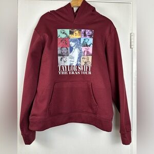 Taylor Swift The Eras Tour Inspired Burgundy Hoodie Sweatshirt Size M Front Back